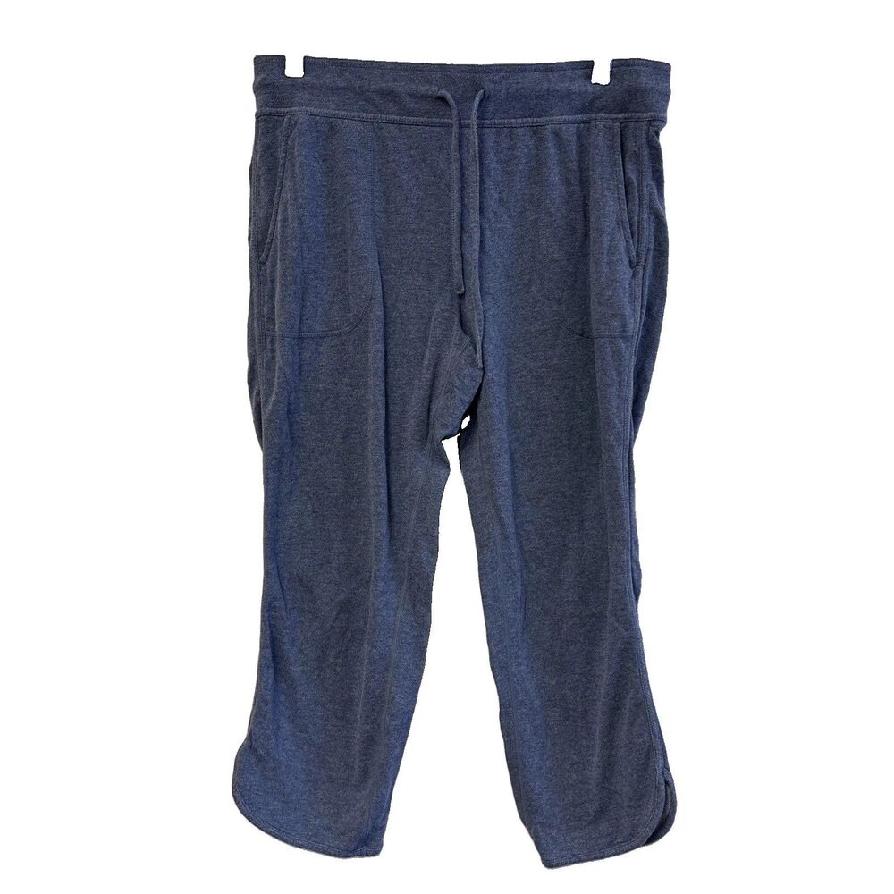 32 Degrees Cool Cropped Lounge Pants Women S Blue Pockets Elastic Waist Stretch